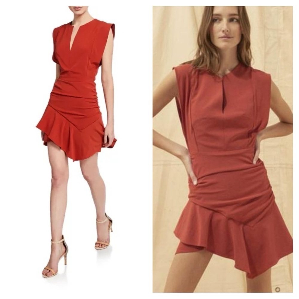 Ba&sh / Jess terracotta red mini draped asymmetric dress small s